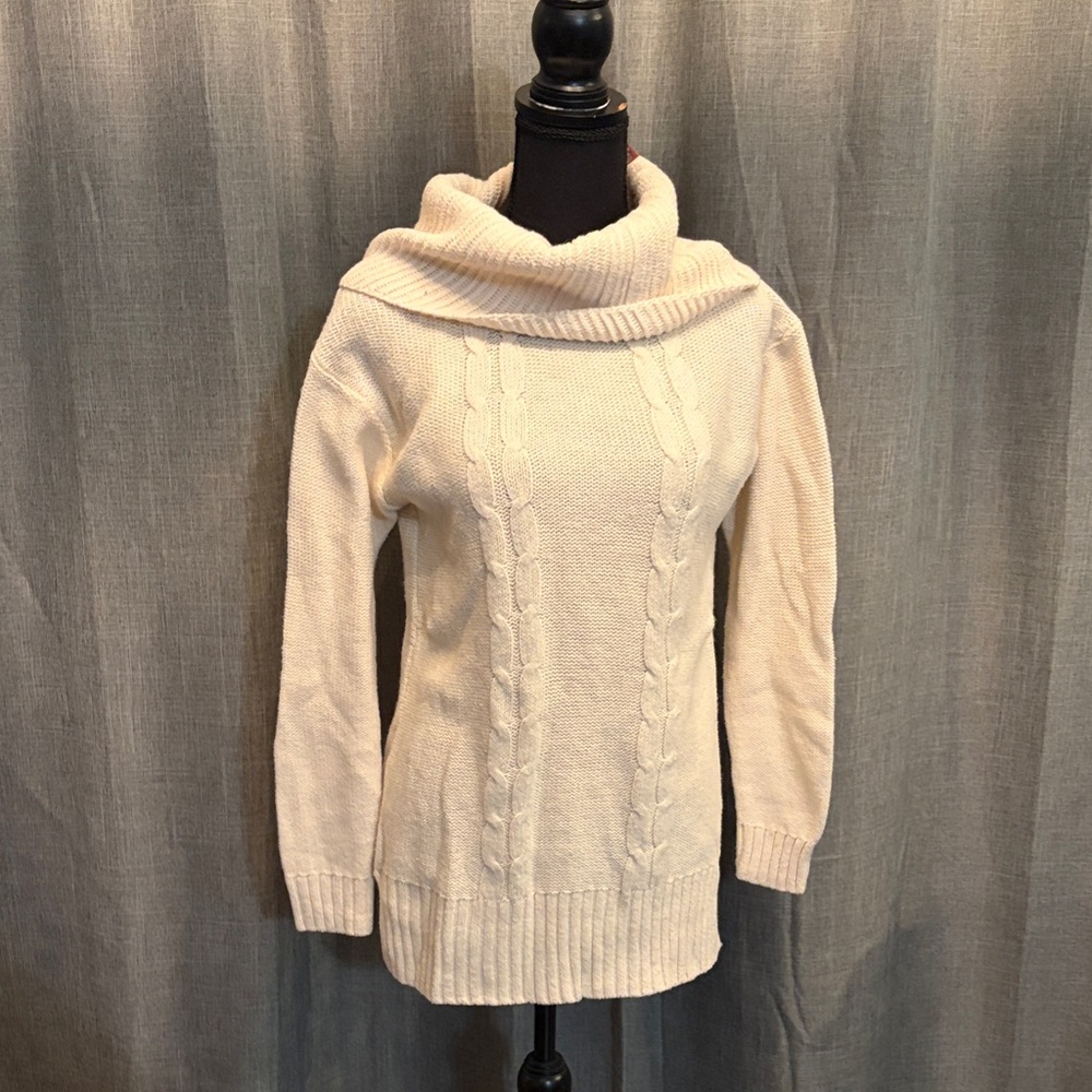 J. Crew Cream Cable Knit Cowl Sweater